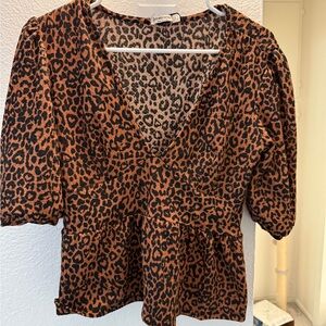 Stradivarius Brown Leopard Print Blouse